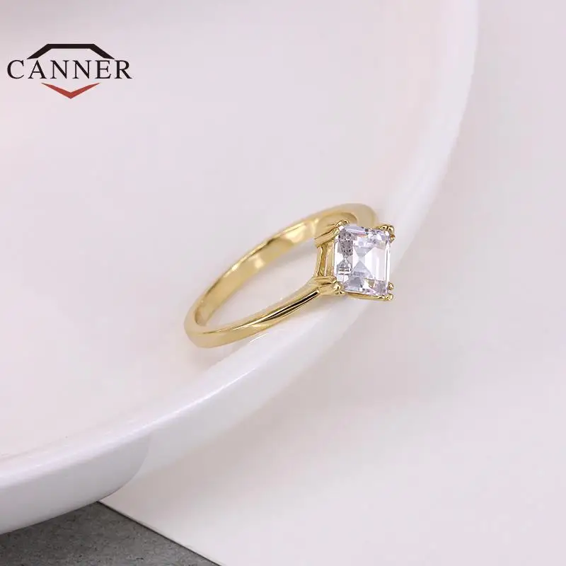 CANNER Real 925 Sterling Silver Gold Plated Square Zircon Wedding Rings for Women Simple Party Engagement Ring Exquisite Jewelry
CANNER Real 925 Sterling Silver Gold Plated Square Zircon Wedding Rings for Women Simple Party Engagement Ring Exquisite Jewelry