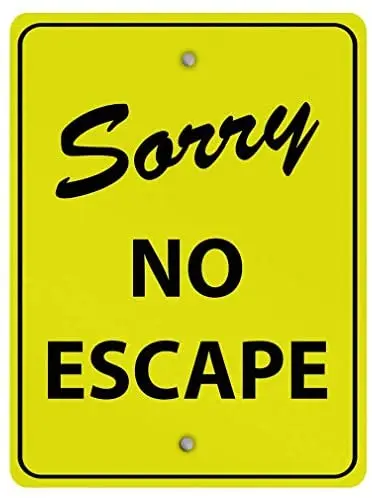 LZATPD SLALL Sorry No Escape Parking Yellow Silly Retro Street Sign Household arage Decoration Supplies12 X 8 Inch
LZATPD SLALL Sorry No Escape Parking Yellow Silly Retro Street Sign Household arage Decoration Supplies12 X 8 Inch