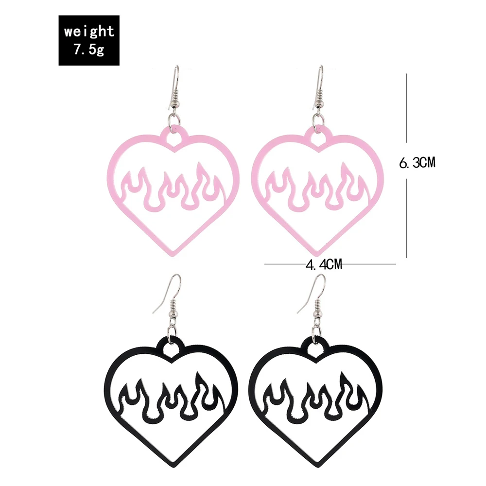 2pairs/set Black Pink Flame Hollow Heart Earrings Acrylic Fashion Simple Hook Earrings for Women 
2pairs/set Black Pink Flame Hollow Heart Earrings Acrylic Fashion Simple Hook Earrings for Women