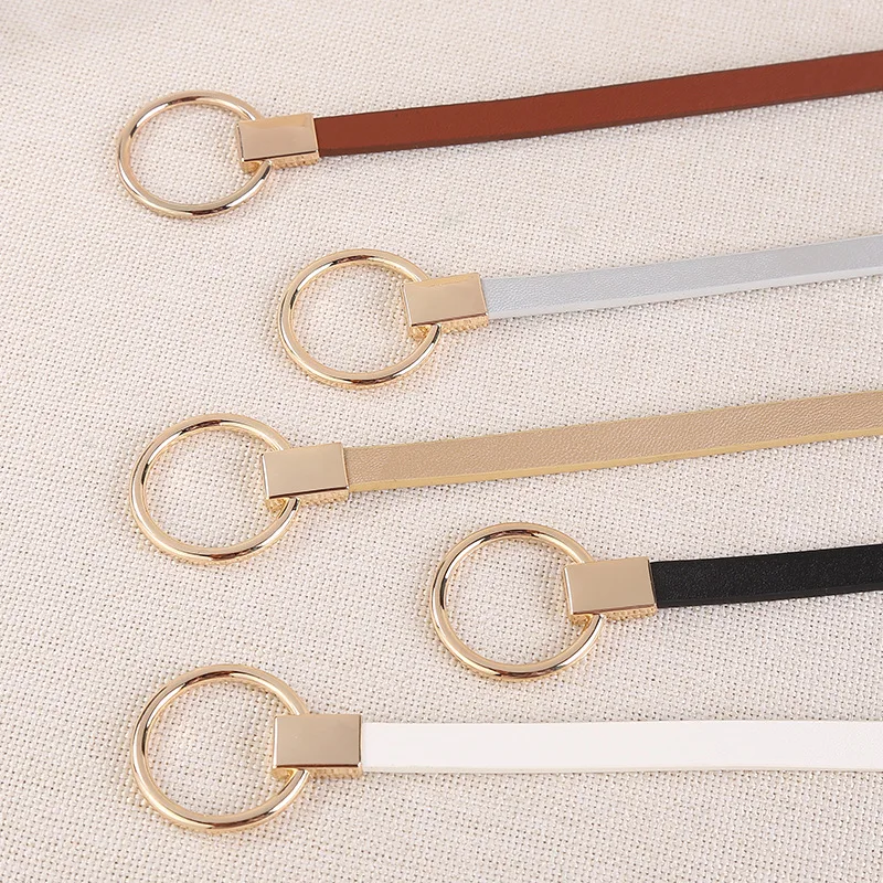 Women fashion big circle metal buckle thin belt all-match belt Ladies non-perforated leather shoulder strap casual formal jeans
Women fashion big circle metal buckle thin belt all-match belt Ladies non-perforated leather shoulder strap casual formal jeans
