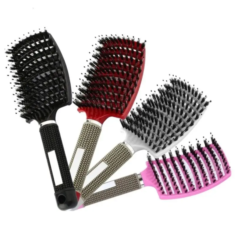 Nylon Bristles Detangle Hairbrush Curved Vented Ribs Hair Scalp Massage Comb
Nylon Bristles Detangle Hairbrush Curved Vented Ribs Hair Scalp Massage Comb