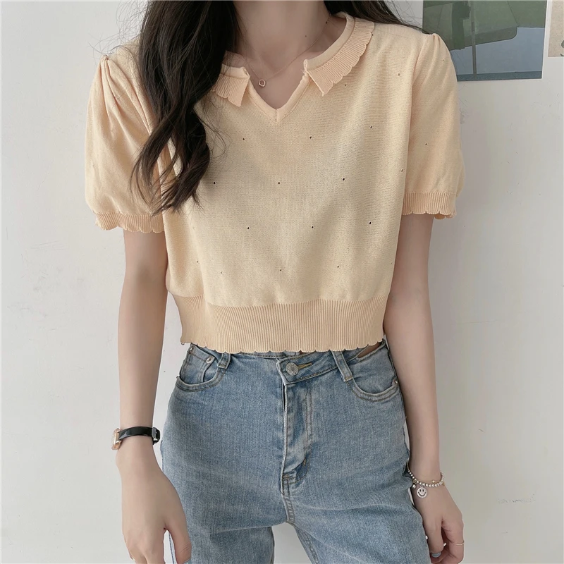 Vetement Femme 2021 New Summer v-Neck Slim Short Sleeve Korean Fashion Pullover Basic Thin Sweater Casual Tops Women Clothing
Vetement Femme 2021 New Summer v-Neck Slim Short Sleeve Korean Fashion Pullover Basic Thin Sweater Casual Tops Women Clothing