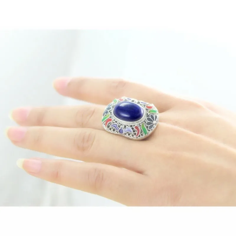 S925 silver restoring ancient ways for women Thai silver silver drip hollow-out Mosaic lapis ring silver wholesale 
S925 silver restoring ancient ways for women Thai silver silver drip hollow-out Mosaic lapis ring silver wholesale