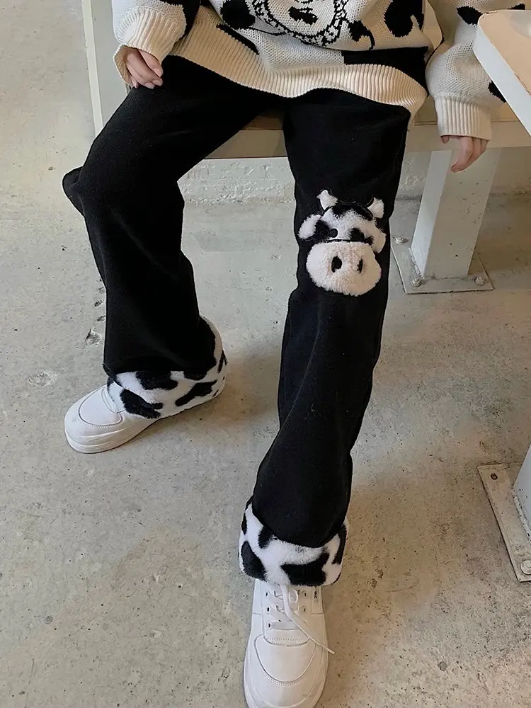 Lovely Cow Print Pants Joggers For Women Sweatpants Winter Warmly Thick Velvet Beam Feet Harem Pants Waist Trousers Streetwear
Lovely Cow Print Pants Joggers For Women Sweatpants Winter Warmly Thick Velvet Beam Feet Harem Pants Waist Trousers Streetwear