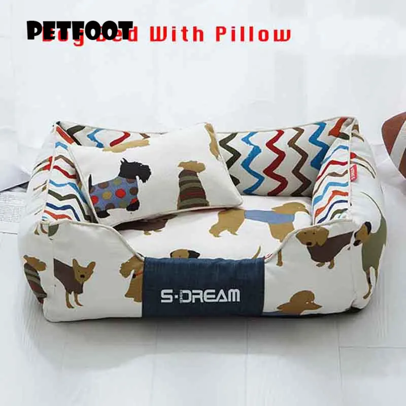 Съемная ортопедическая кровать для питомцев собаки с подушкой коврик цветочным