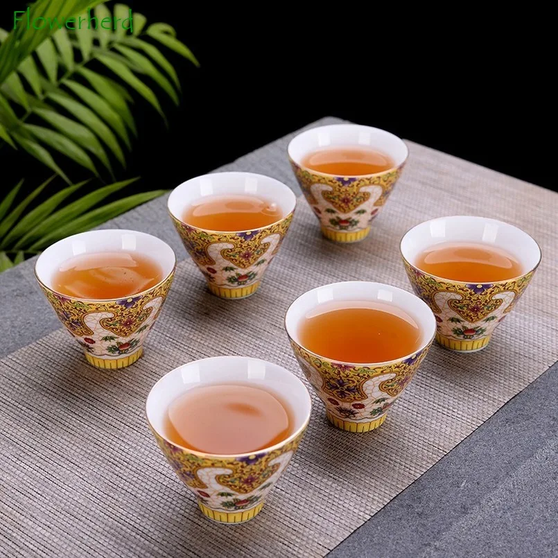 

Эмалированная керамическая фарфоровая чайная чашка кунг-фу, чайная посуда, жареная чаша для чая с цветами, чайная чашка, Расписанная Пномпе...