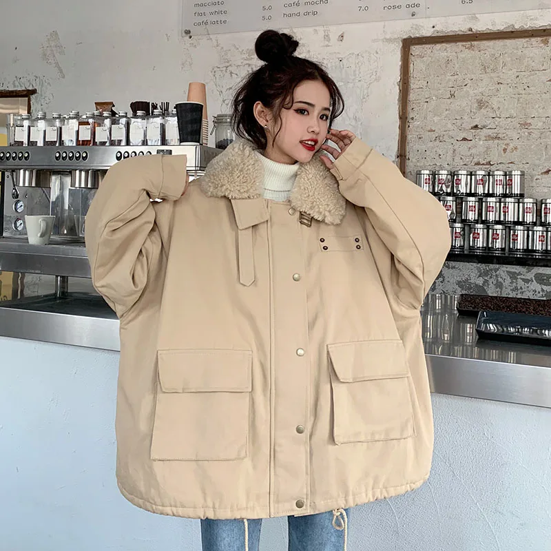 Womens Tooling Padded Clothing Female Wild Thickening Velvet Retro Loose Korean Student Cotton Winter Women Coat New Trend Tops
Womens Tooling Padded Clothing Female Wild Thickening Velvet Retro Loose Korean Student Cotton Winter Women Coat New Trend Tops