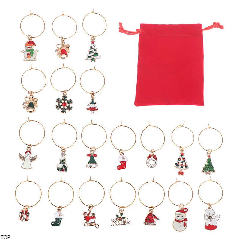 20Pcs Multi-style Christmas Cup Decoration Rings Wine Glass Pendants for Home Table Decoration Party New Year Product With Bag
20Pcs Multi-style Christmas Cup Decoration Rings Wine Glass Pendants for Home Table Decoration Party New Year Product With Bag