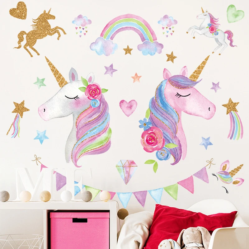 3D colorful unicorn wall stickers for kids room removable cartoon horse wall decals home decor
3D colorful unicorn wall stickers for kids room removable cartoon horse wall decals home decor