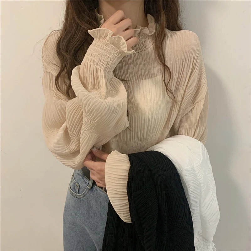 GOOHOJIO 2021 Fashion Long Sleeves Blouses Ladies Autumn Chic Basic Tight Womens Tops Thin Net Yarn Fashionable Shirt for Women
GOOHOJIO 2021 Fashion Long Sleeves Blouses Ladies Autumn Chic Basic Tight Womens Tops Thin Net Yarn Fashionable Shirt for Women