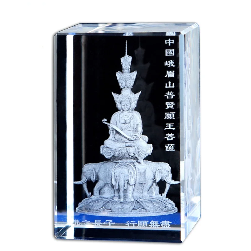 

Samantabhadra bodhisattva Transparent Crystal Glass 3D Carved Crafts Glass Ornaments Figurines Home Decor Buddhist articles