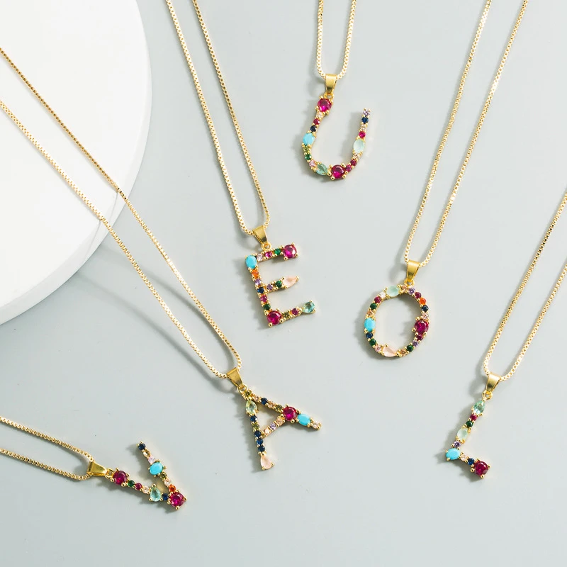 

2021 Capital Letter Neckaces For Women Boho Jewelry Copper Alphabet Initial Necklace Best Friend Gift Multilayer Pendant Chain