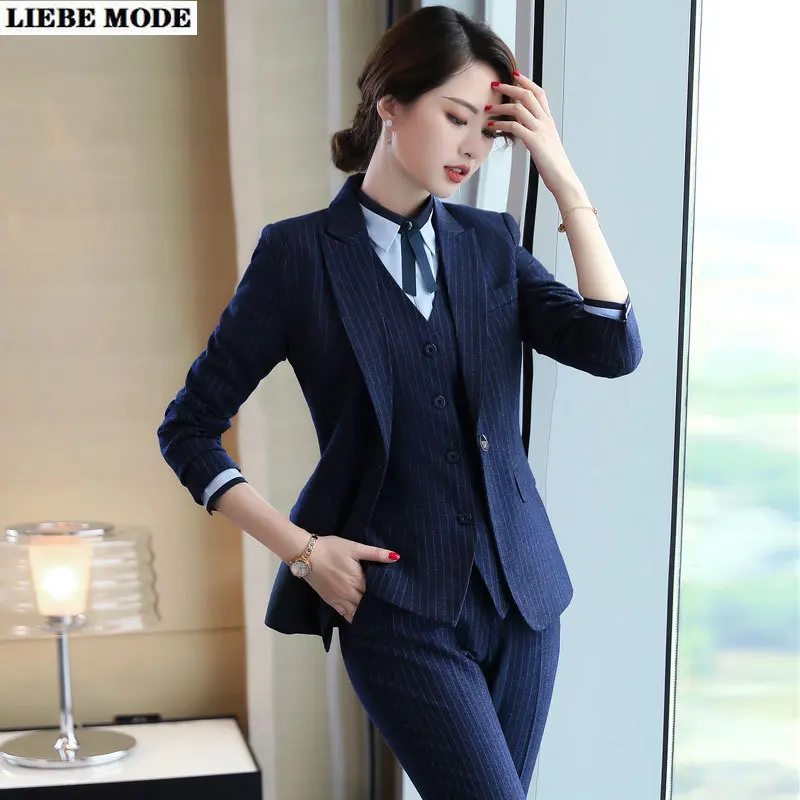 Classic Women's Office Work Black Blue Striped Trouser Suit Business Woman 2 Piece Set Blazer Pants Suits Womens Pantsuit Outfit
Classic Women's Office Work Black Blue Striped Trouser Suit Business Woman 2 Piece Set Blazer Pants Suits Womens Pantsuit Outfit