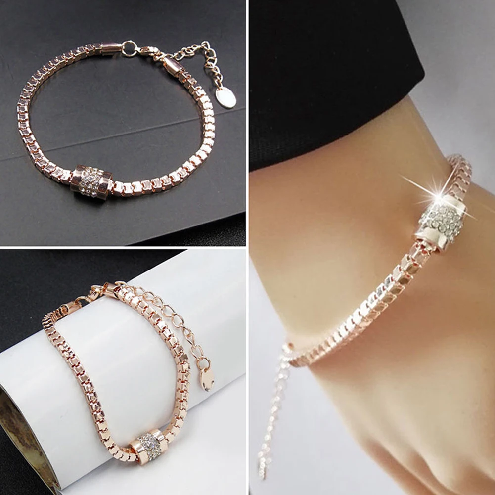 New Women's Rhinestone Rose Gold Plated Crystal Chain Bracelet High Quality Alloy Bangle Jewelry For Girls WOMEN FEMALE Gifts
New Women's Rhinestone Rose Gold Plated Crystal Chain Bracelet High Quality Alloy Bangle Jewelry For Girls WOMEN FEMALE Gifts