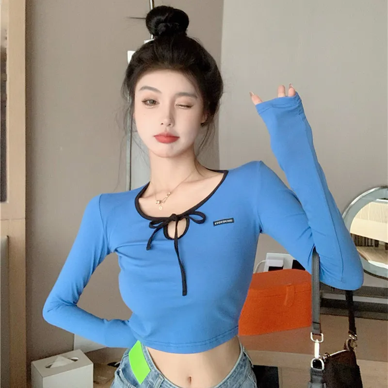 Spot Chinese new women's retro bow decoration slim short crop long sleeve T-shirt
Spot Chinese new women's retro bow decoration slim short crop long sleeve T-shirt