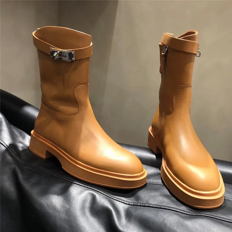Autumn Winter Women's Mid-calf Boots Zipper-Sid Platform Round Toe Street Style Female Shoes Cow Leather Martin Botas De Mujer
Autumn Winter Women's Mid-calf Boots Zipper-Sid Platform Round Toe Street Style Female Shoes Cow Leather Martin Botas De Mujer