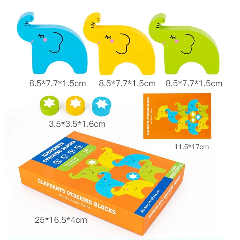 Kids Wooden Elephant Building Blocks Balance Stacking Game Early Educational Puzzle Toy
Kids Wooden Elephant Building Blocks Balance Stacking Game Early Educational Puzzle Toy
