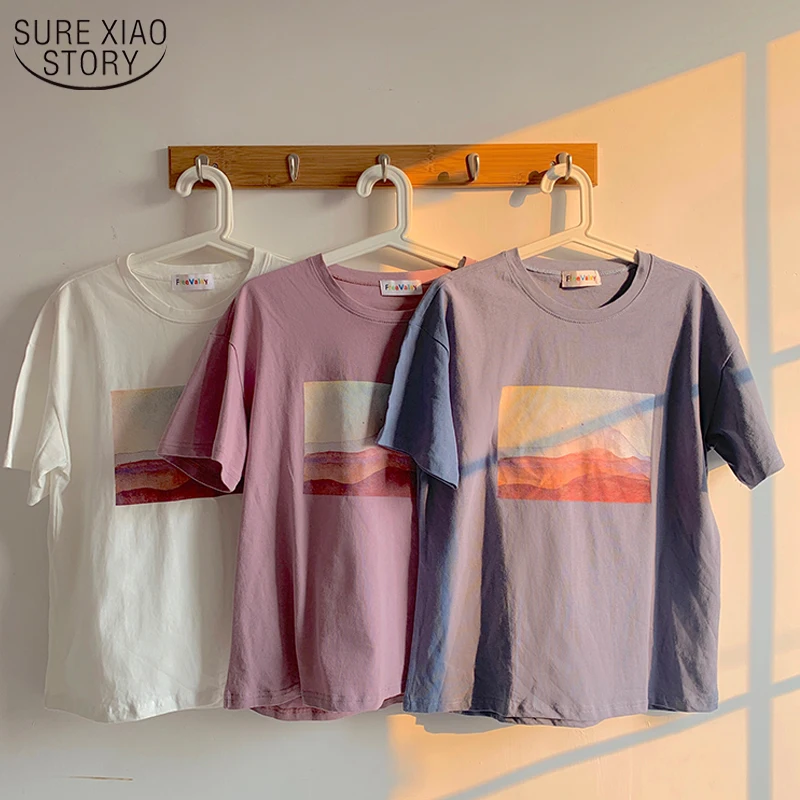 2021 Summer Casual Short Sleeve Cotton Women White Tees Round-neck Female Tops Vintage Landscape Painting Women Shirts 9999
2021 Summer Casual Short Sleeve Cotton Women White Tees Round-neck Female Tops Vintage Landscape Painting Women Shirts 9999