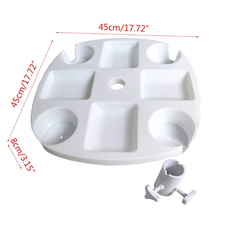 Beach Umbrella Table Tray for Beach, Patio, Garden, Swimming Pool with Cup Holders, Snack Compartments White
Beach Umbrella Table Tray for Beach, Patio, Garden, Swimming Pool with Cup Holders, Snack Compartments White
