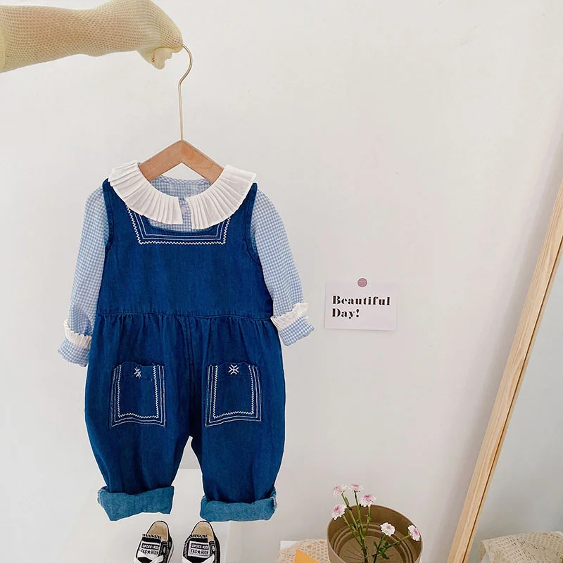 Girls Denim Suspenders +Shirt Children Set 1-6Years Autumn New Children's Conjoined Pants Baby Korean Trendy Kids Pants Spring
Girls Denim Suspenders +Shirt Children Set 1-6Years Autumn New Children's Conjoined Pants Baby Korean Trendy Kids Pants Spring