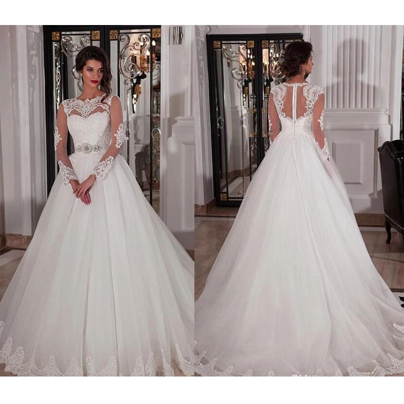 Long Sleeves Wedding Dresses Dubai African Bridal Gowns With Button Crystal Belt Sweep Train Customized Wedding Gowns
Long Sleeves Wedding Dresses Dubai African Bridal Gowns With Button Crystal Belt Sweep Train Customized Wedding Gowns