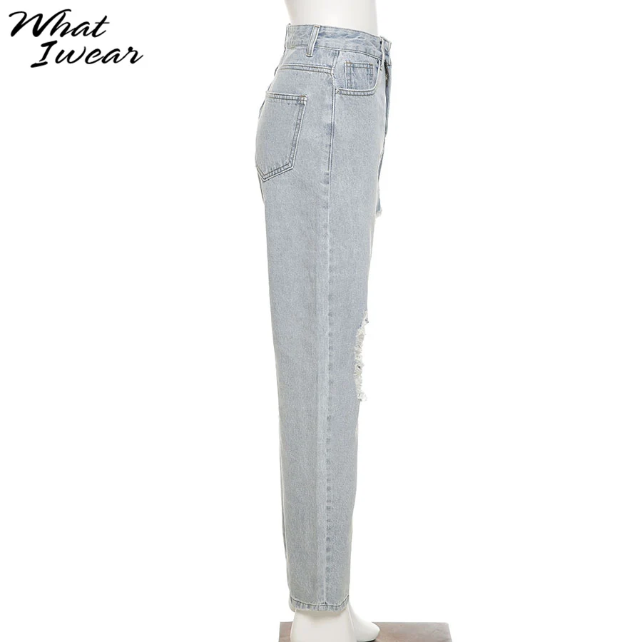 Whatiwear Ripped Hole Y2K High Waist Solid Cotton Blue Jeans Women Spring Summer New Zipper Straight Trousers Female Streetwear
Whatiwear Ripped Hole Y2K High Waist Solid Cotton Blue Jeans Women Spring Summer New Zipper Straight Trousers Female Streetwear