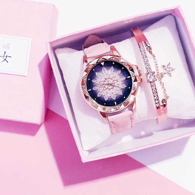 Fashion Leather Strap Women Watches Diamond Starry Sky Ladies Watch Bracelet Set Female Wristwatch Girls Clock Relogio Feminino
Fashion Leather Strap Women Watches Diamond Starry Sky Ladies Watch Bracelet Set Female Wristwatch Girls Clock Relogio Feminino