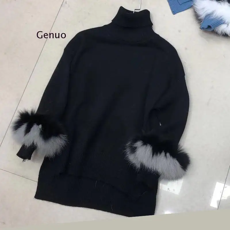 Sweet Turtleneck Faux Mink Fur Spliced Long Sleeved Sweater Knitted Shirts Imitation Fur Striped Pullovers Irregular Hem Tops
Sweet Turtleneck Faux Mink Fur Spliced Long Sleeved Sweater Knitted Shirts Imitation Fur Striped Pullovers Irregular Hem Tops