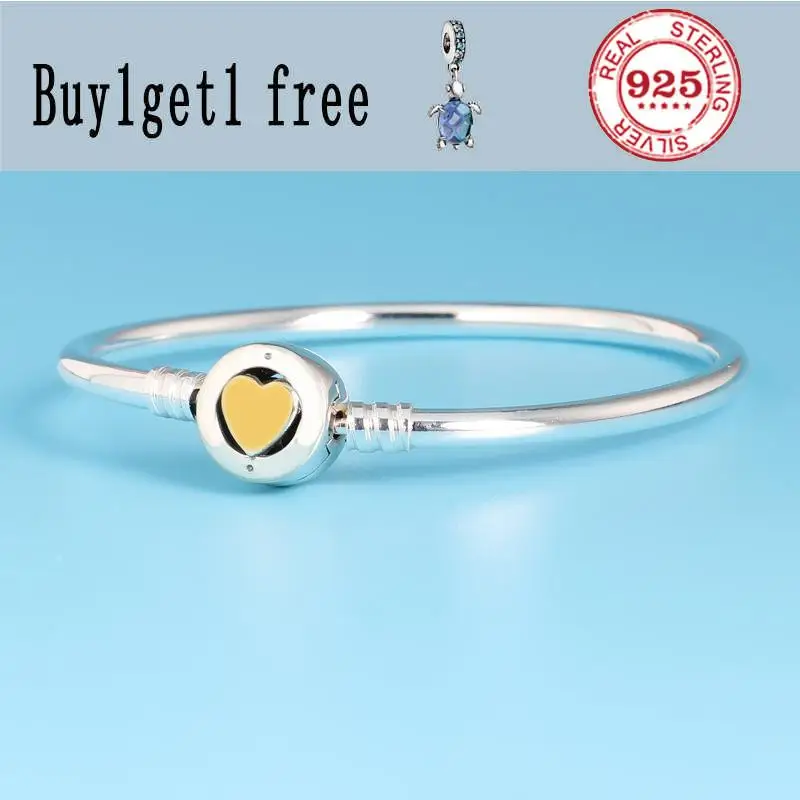 100%925 Yellow Heart Buckle pan Bracelet in Sterling Silver for Women Beaded Diy European Jewellery
100%925 Yellow Heart Buckle pan Bracelet in Sterling Silver for Women Beaded Diy European Jewellery