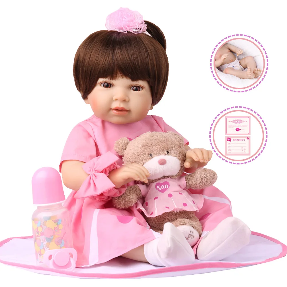 

Bebes Reborn Doll Lovely lol Baby African Lifelike 22 inch Girl Full Silicone Vinyl Kids Boneca Christmas girl Kaydora