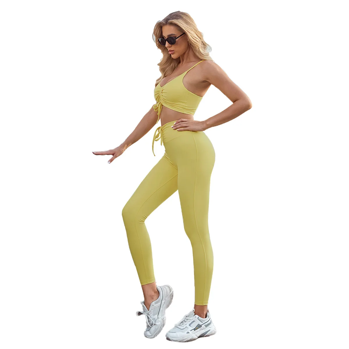 European and American Lace up Yoga Suit Women's Fashion Drawstring Sports Workout Clothes Outdoor Leisure Running Outfit One Set 
European and American Lace up Yoga Suit Women's Fashion Drawstring Sports Workout Clothes Outdoor Leisure Running Outfit One Set