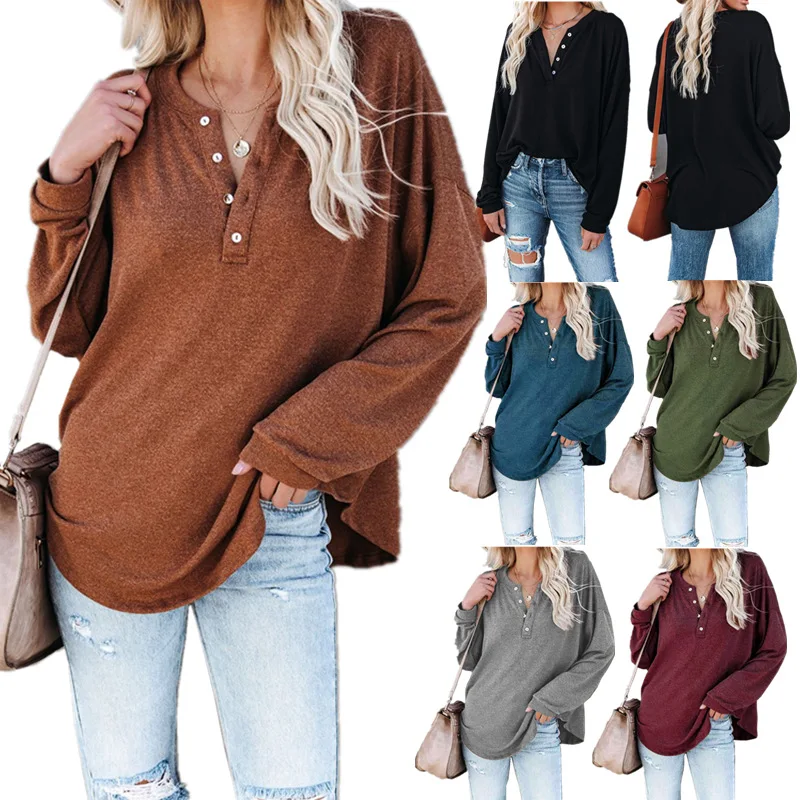 Women's Button Harajuku Solid Tshirt New Women Long Sleeve Tee Shirt O-neck Fashion T-shirt Loose Vintage Hedging Casual Tops
Women's Button Harajuku Solid Tshirt New Women Long Sleeve Tee Shirt O-neck Fashion T-shirt Loose Vintage Hedging Casual Tops
