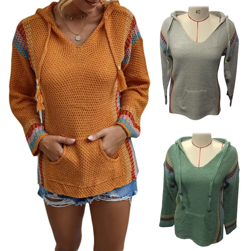 2021 Women Jumper Sexy Loose V Neck Long Sleeves Hollow Stripes Pocket Knit Sweater Hoodie Oversize fall Winter Fashion Jumper
2021 Women Jumper Sexy Loose V Neck Long Sleeves Hollow Stripes Pocket Knit Sweater Hoodie Oversize fall Winter Fashion Jumper