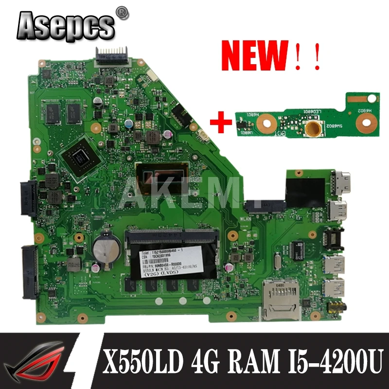 Akmey X550LD материнская плата для ноутбука с I5-4200U 4GB-RAM GT820M для For Asus X550LD A550L Y581L W518L X550LN тест оригинальная материнская плата
Akmey X550LD материнская плата для ноутбука с I5-4200U 4GB-RAM GT820M для For Asus X550LD A550L Y581L W518L X550LN тест оригинальная материнская плата