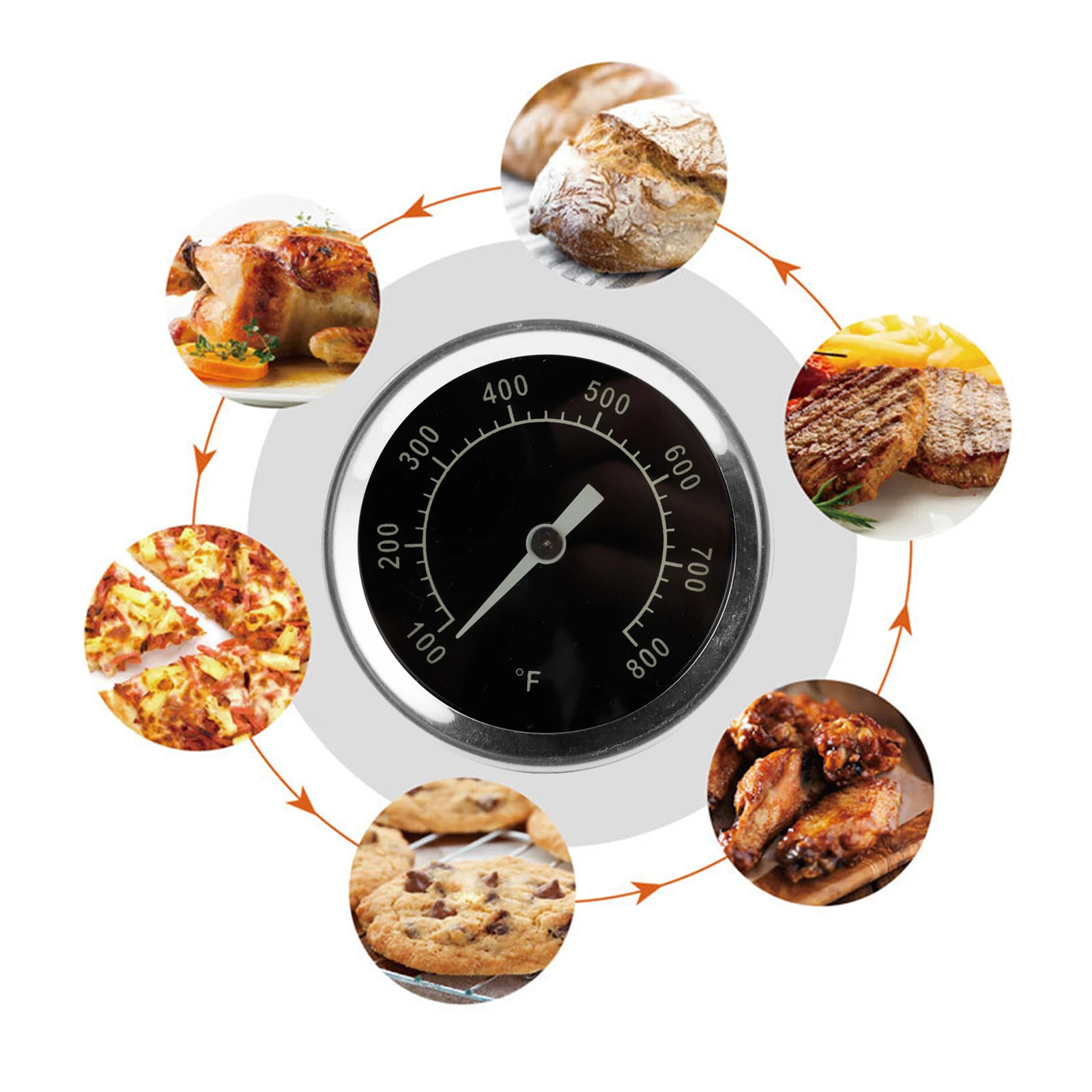 Oven Bimetallic Thermometer Stainless Steel Measurable 100-800 Degrees Fahrenheit IP55 Waterproof Dial Thermometer For BBQ Grill 
Oven Bimetallic Thermometer Stainless Steel Measurable 100-800 Degrees Fahrenheit IP55 Waterproof Dial Thermometer For BBQ Grill