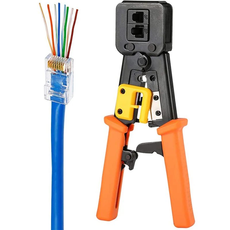 EZ RJ45 Crimp Tool P Through Cat5 Cat5E Cat6 Crimping Tool for RJ45/RJ12, CAT5, CAT5E, CAT6 Connectors
EZ RJ45 Crimp Tool P Through Cat5 Cat5E Cat6 Crimping Tool for RJ45/RJ12, CAT5, CAT5E, CAT6 Connectors