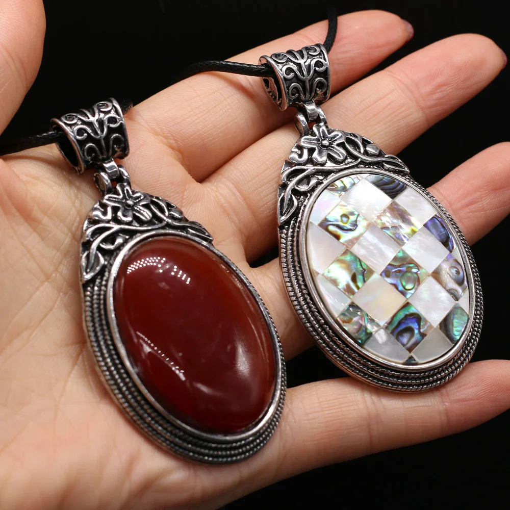 Natural Stone Necklace With Egg-Shaped Semi-Precious Pendant Leather Cord 2MM Charms For Elegant Women Love Romantic Gift
Natural Stone Necklace With Egg-Shaped Semi-Precious Pendant Leather Cord 2MM Charms For Elegant Women Love Romantic Gift