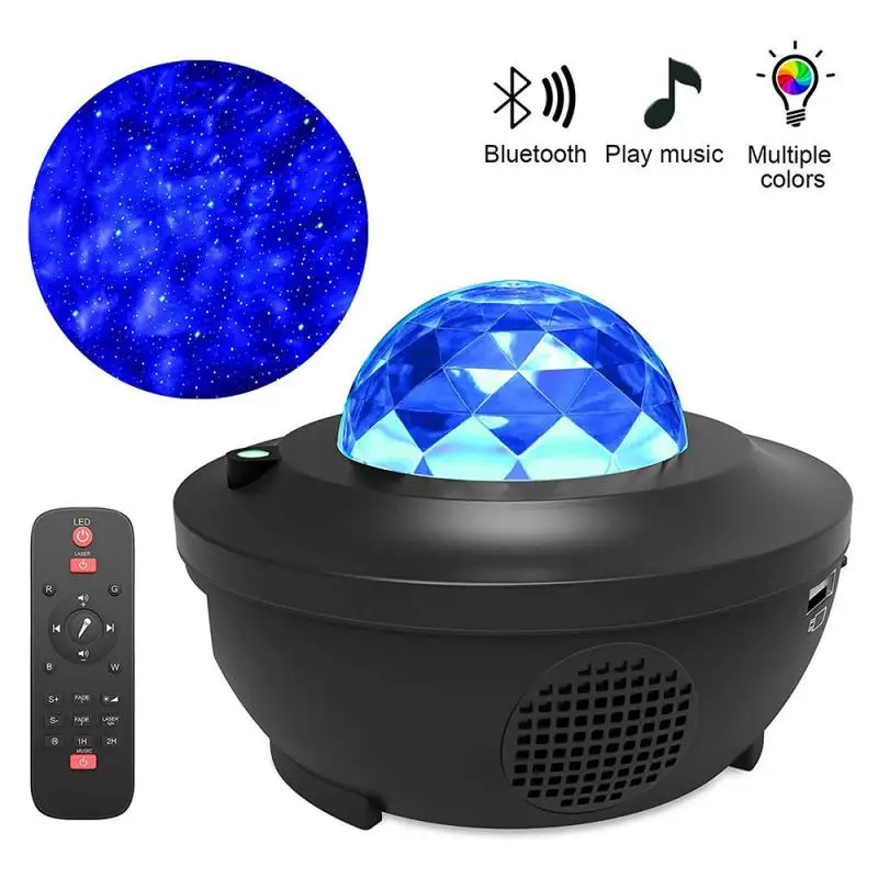 

USB Power Supply Line Music Sound Starry Sky Projector Lamp Multicolored Lighting Effects Remote Control & Timer Night Light