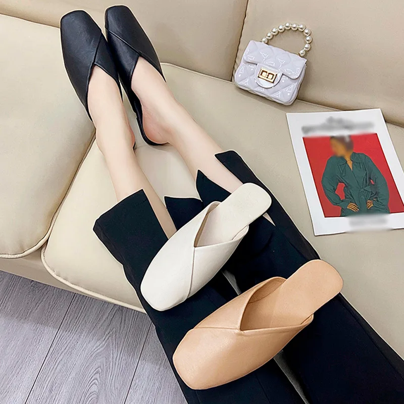 Women Slippers Shoes PU Flats Square Toe Casual Ladies Solid Shallow Slingbacks Female Fashion Concise 2021 New Comfortable Shoe
Women Slippers Shoes PU Flats Square Toe Casual Ladies Solid Shallow Slingbacks Female Fashion Concise 2021 New Comfortable Shoe