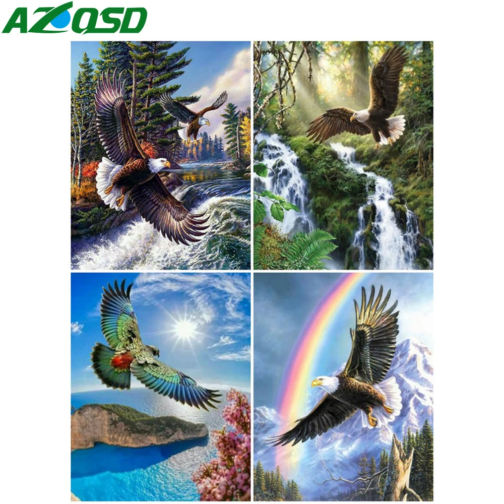 AZQSD Раскраска по номерам Орел анималистический рисунок на холст картина