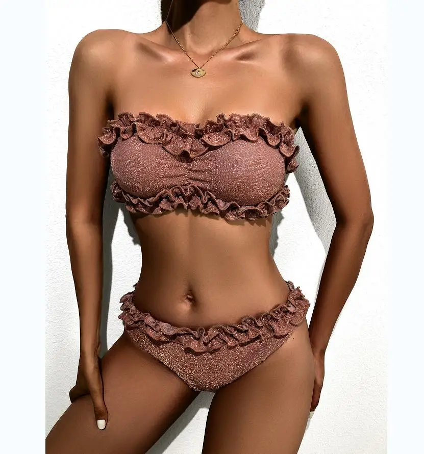 Sexy Women Strapless Bikini Set Push Up Ruffles Female Swimsuit Solid Color Two Pieces Bikini Set Swimwear Summer Bathing Suit
Sexy Women Strapless Bikini Set Push Up Ruffles Female Swimsuit Solid Color Two Pieces Bikini Set Swimwear Summer Bathing Suit