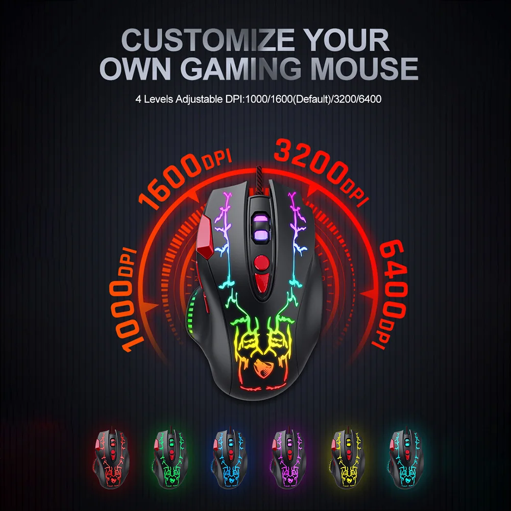 G550 USB Wired Gaming Mouse 4 Gears 6400DPI Colorful Backlight 8 ButtonsAdjustable Colorful Backligh Gaming Mouse For PC Laptop
G550 USB Wired Gaming Mouse 4 Gears 6400DPI Colorful Backlight 8 ButtonsAdjustable Colorful Backligh Gaming Mouse For PC Laptop