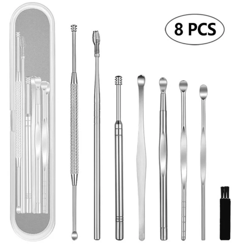 8Pcs/set Ear Wax Pickers Stainless Steel Earpick Wax Remover Curette Ear Pick Cleaner Ear Cleaner Spoon Care Ear Clean Tool
8Pcs/set Ear Wax Pickers Stainless Steel Earpick Wax Remover Curette Ear Pick Cleaner Ear Cleaner Spoon Care Ear Clean Tool