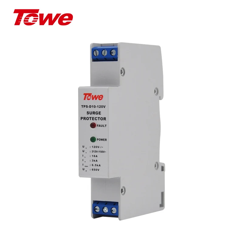 TOWE TPS-D10-120V Single Phase Power Protect Surge Protective Device DC 120V 6.5KA Over Voltage Protection 35mm Din Rail W/Alarm
TOWE TPS-D10-120V Single Phase Power Protect Surge Protective Device DC 120V 6.5KA Over Voltage Protection 35mm Din Rail W/Alarm