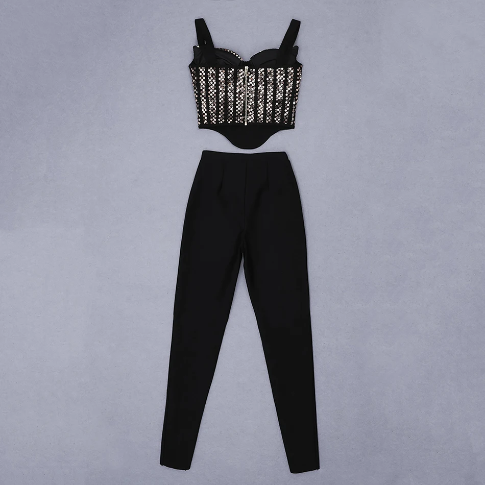 2021 Summer New Style Women's Fashion Sexy 2 Two-piece Suit Black Spaghetti Strap Sequin Crop Top High Waist Tights Bandage Set
2021 Summer New Style Women's Fashion Sexy 2 Two-piece Suit Black Spaghetti Strap Sequin Crop Top High Waist Tights Bandage Set