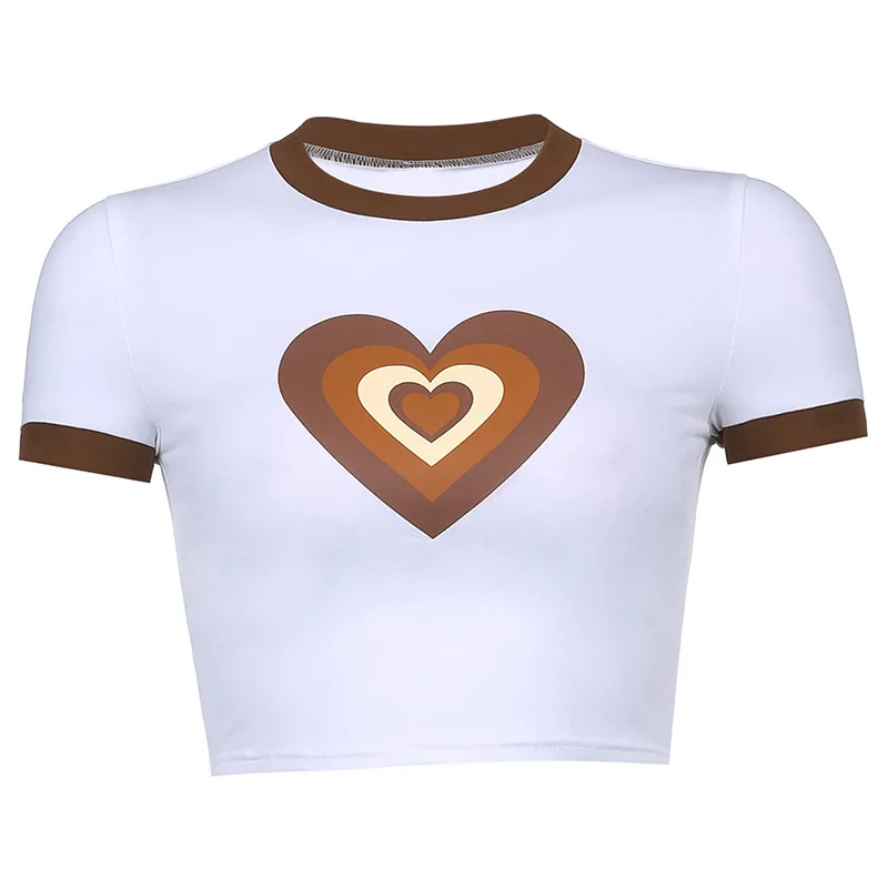 2021 new women's love print contrast slim open navel short sleeve T-shirt
2021 new women's love print contrast slim open navel short sleeve T-shirt