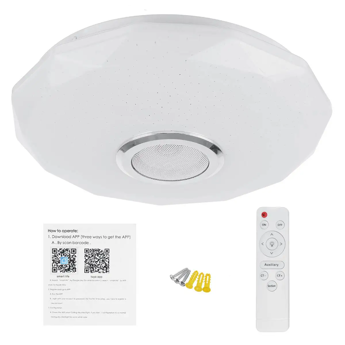 200W RGB LED Music Ceiling Light bluetooth Speaker Lamp Home Party Bedroom 170-265V Remote Dimmable+APP Smart Colorful Light
200W RGB LED Music Ceiling Light bluetooth Speaker Lamp Home Party Bedroom 170-265V Remote Dimmable+APP Smart Colorful Light
