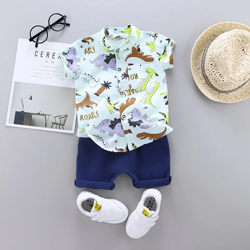 Summer new children's cartoon short-sleeved suit boy cartoon short-sleeved dinosaur shirt + shorts cotton casual two-piece suit
Summer new children's cartoon short-sleeved suit boy cartoon short-sleeved dinosaur shirt + shorts cotton casual two-piece suit