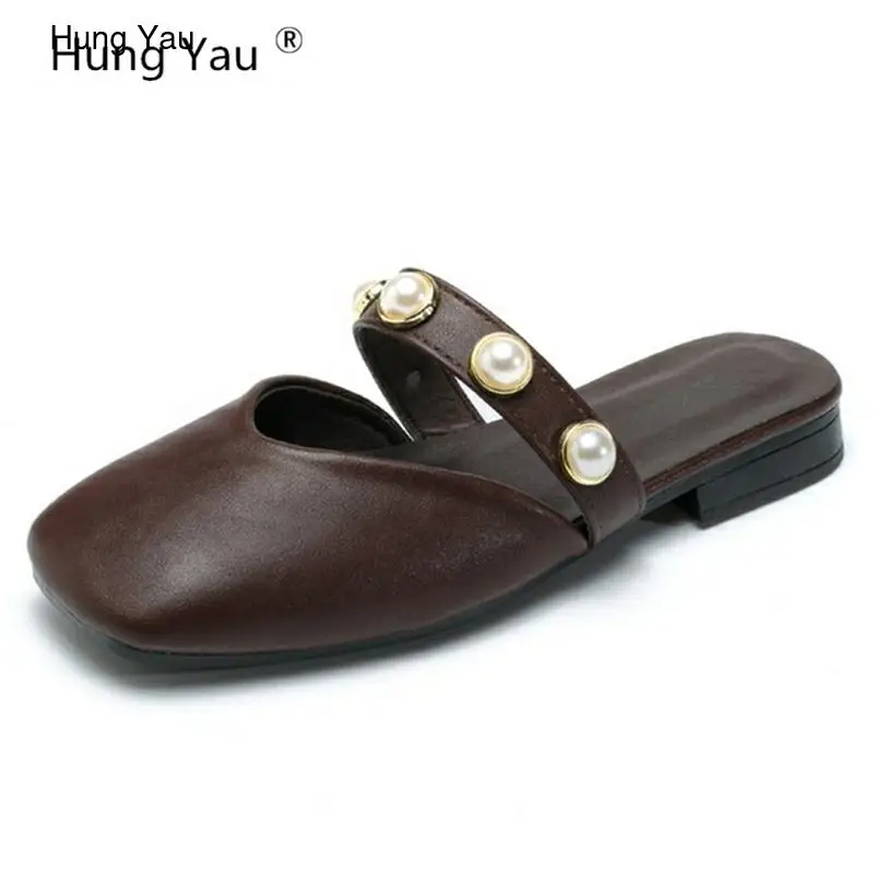 Hung Yau Summer Shoes For Women Pearl Sandals Leather Mueller Shoes Slippers Female Black White Brown Flats Size US 8
Hung Yau Summer Shoes For Women Pearl Sandals Leather Mueller Shoes Slippers Female Black White Brown Flats Size US 8