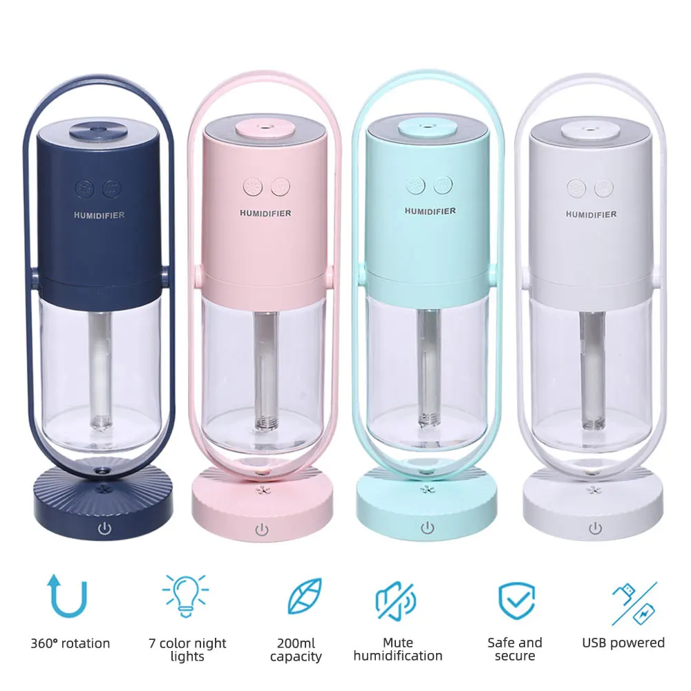 

car Home Aromatherapy diffuser Humidifier 200ML LED lights Essential Oil Diffuser Cool Mist Air Purifier 360 ° rotation